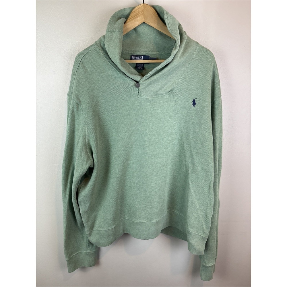 Polo Ralph Lauren Sweater Men XL Green Pullover Heavy Cotton Old Money Preppy‎